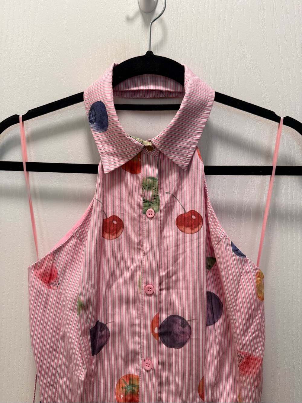 En Saison Pink Fruit Print Tie Waist Dress Size S NWT Summer Festival 🍒 - Picture 5 of 7